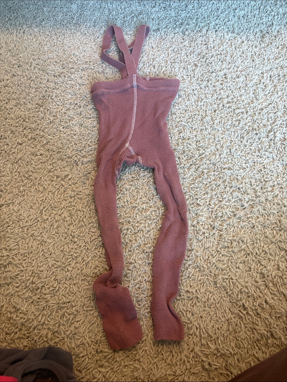 Cozy Knit Kids One-Piece Romper with Shoulder Straps — Mauve